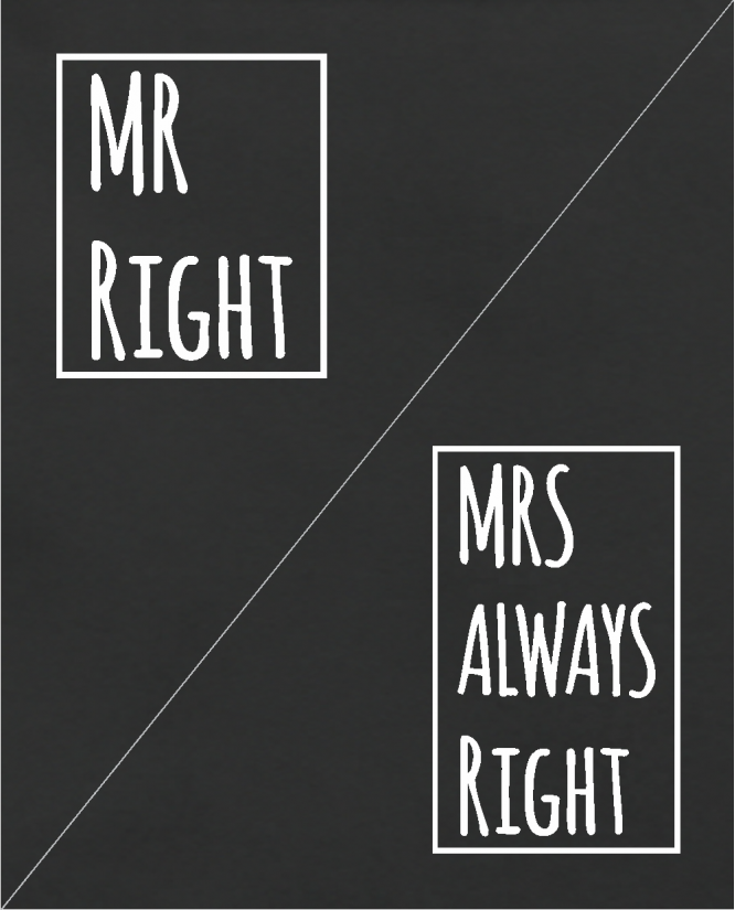 Prijuostės Mr right ir Mrs always right